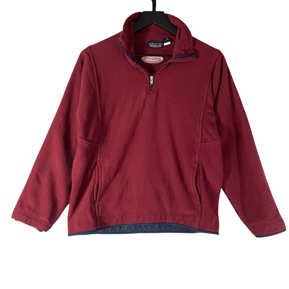 Vintage 90s Patagonia Synchilla Womens L Red 1/4 Zip Fleece Pullover USA